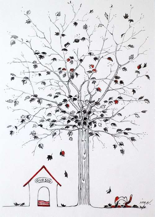 Tree - Dog and Doghouse 